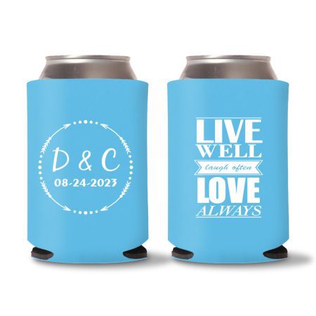 Custom Monogram Koozies D11 - Cyan