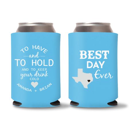 Custom Wedding Venue Koozies D3-Cyan