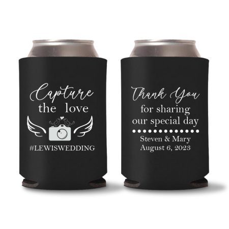 Wedding Koozies Custom - Black - 16