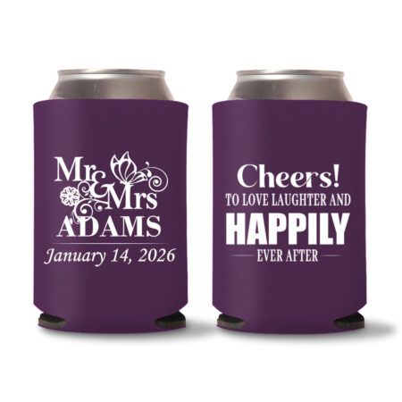 Wedding Koozies Custom - Eggplant - 08
