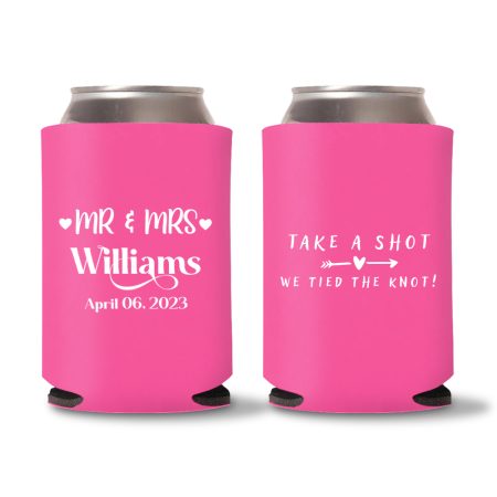 Wedding Koozies Custom - Pink - 04
