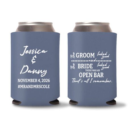 Wedding Koozies Custom - Steel blue - 14