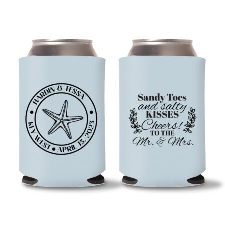 Beach Wedding Koozies D7 - Placid Blue