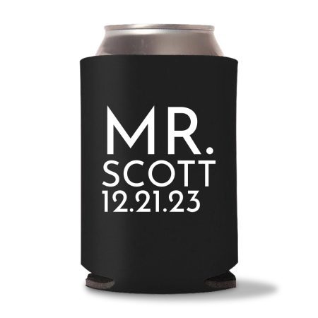 Bride & Groom Koozies D1-Black