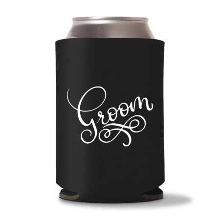 Bride & Groom Koozies D8 - Black