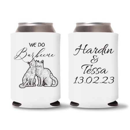 Cat Wedding Koozies- 04 - White