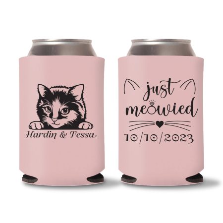 Cat Wedding koozies - 04 - baby pink