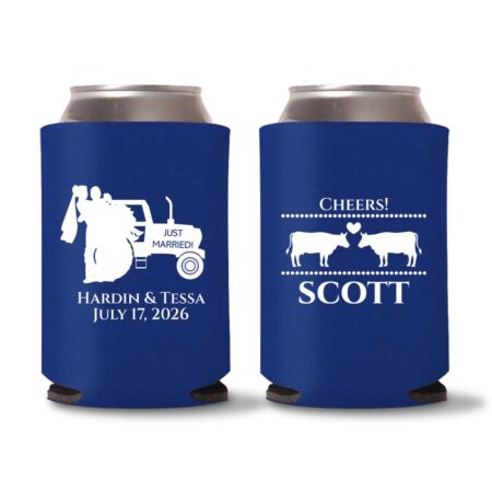 Custom Couple Illustration Koozies D1-Royal blue