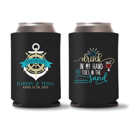Custom Destination wedding Koozies 5 - Black