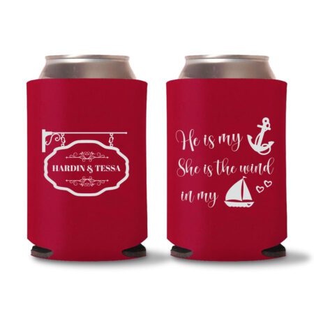 Custom Destination wedding Koozies D3 - Red