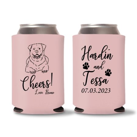 Custom Dog Wedding Koozies - Light Pink 02