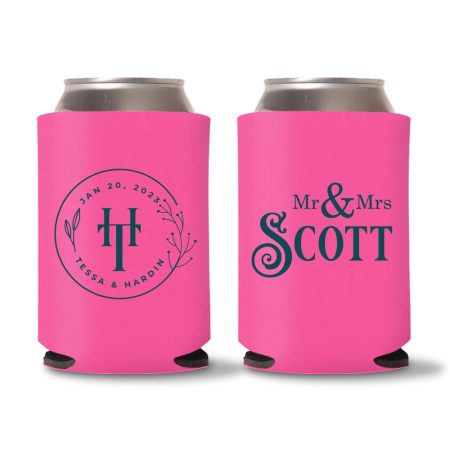 Custom Monogram Koozies D10 - Pink