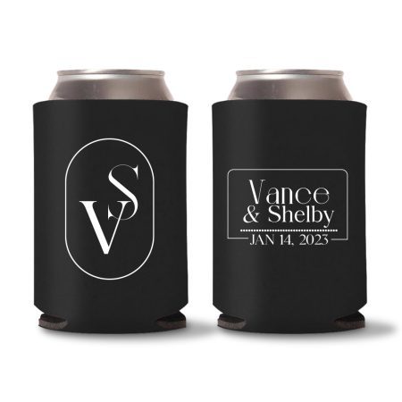 Custom Monogram Koozies D2 - Black
