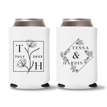 Custom Monogram Koozies D4 - White