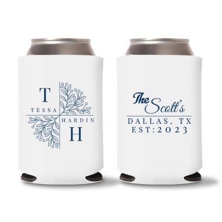 Custom Monogram Koozies D7-White