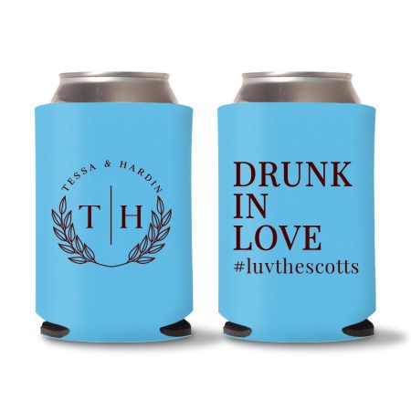Custom Monogram Koozies D8 - Cyan