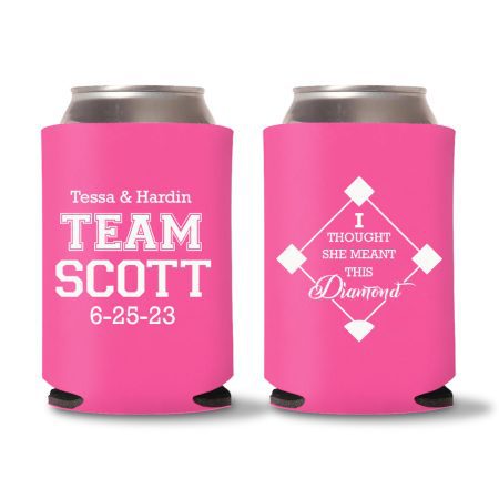 Custom Wedding Koozies D31 - Pink