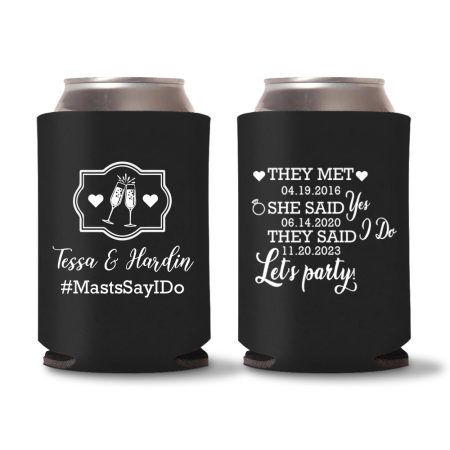 Custom Wedding Koozies D32 - Black