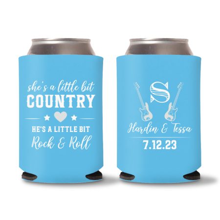 Custom Wedding Koozies D34 - Cyan