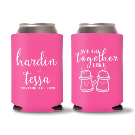 Custom Wedding Koozies D38 - Pink