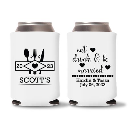 Custom Wedding Koozies D39- White