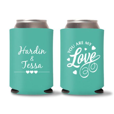 Custom Wedding Koozies D41- Teal