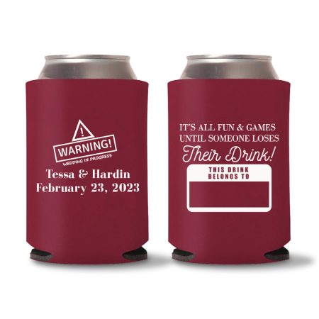 Custom Wedding Koozies D45- Red