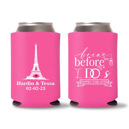 Custom Wedding Venue Koozies D1 - Pink