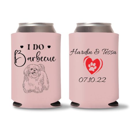 Dog Wedding Koozies - 04 - baby pink