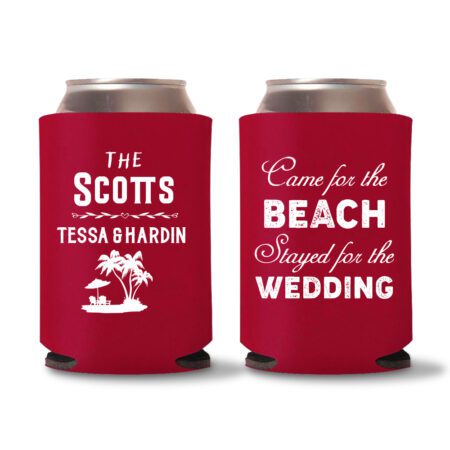 10-Beach-Wedding-Koozies-Red