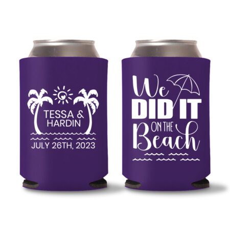 12-Beach-Wedding-Koozies-Purple