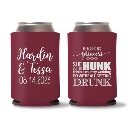 Country Wedding Koozies D7 - Maroon