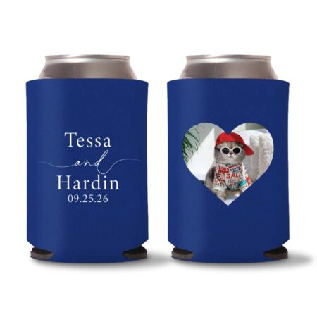 D9.Cat Illustration Koozies-Royal blue