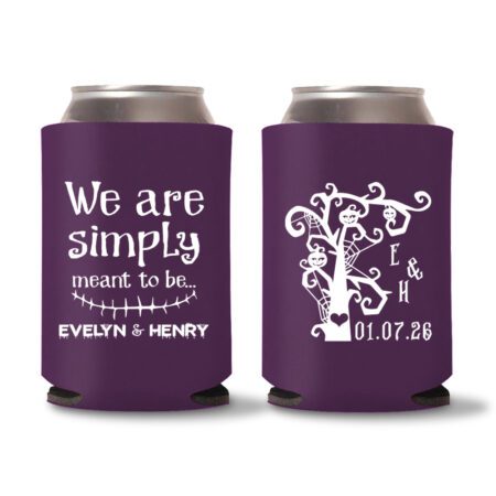 6. Custom Wedding Halloween Koozie - Eggplant